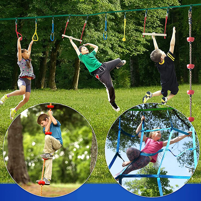 Ninja Warrior Slackline Obstacle Course Jungle Gym Monkey Bars Kit