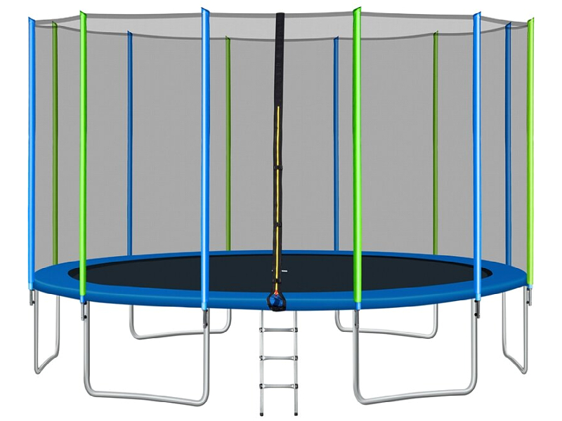 http://www.tourgosolution.com/?p=96556 16FT Trampoline For Kids With Safety Enclosure Net, Ladder And 12 Wind Stakes, Round Outdoor Recreational Trampoline