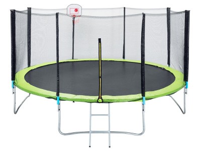 13′ Light Green Round Backyard Trampoline With Safety Enclosure