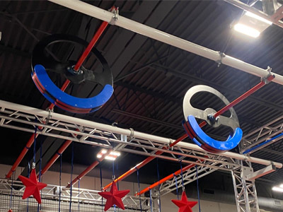 Obstacle Course Equipment with Ninja Warrior Fly Wheel Roller