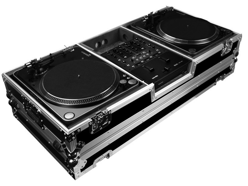 Turntable Coffin for 2 x Turntable in Battle Style Position with RANE Sixty-two Serato Mixer with Low Profile Wheels supply for Fsupply forland