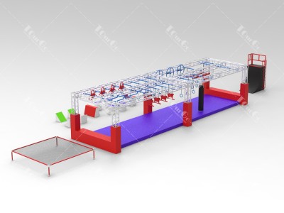 American ninja warrior obstacles course trampoline park Obstacle race gym slackline for teen kids adult athlete