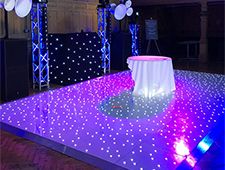 White starlit dance floor for wedding party