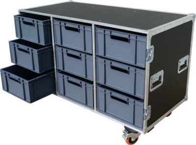 9 Drawer Euro Container 3×3 Tech Drawer Flightcase