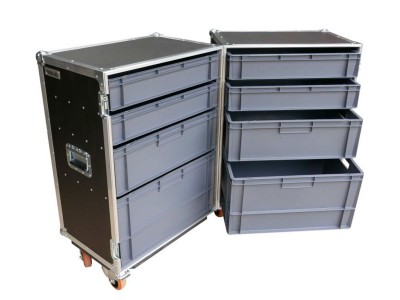 Double 4 Drawer Hinged Motorsport / Tool Flightcase