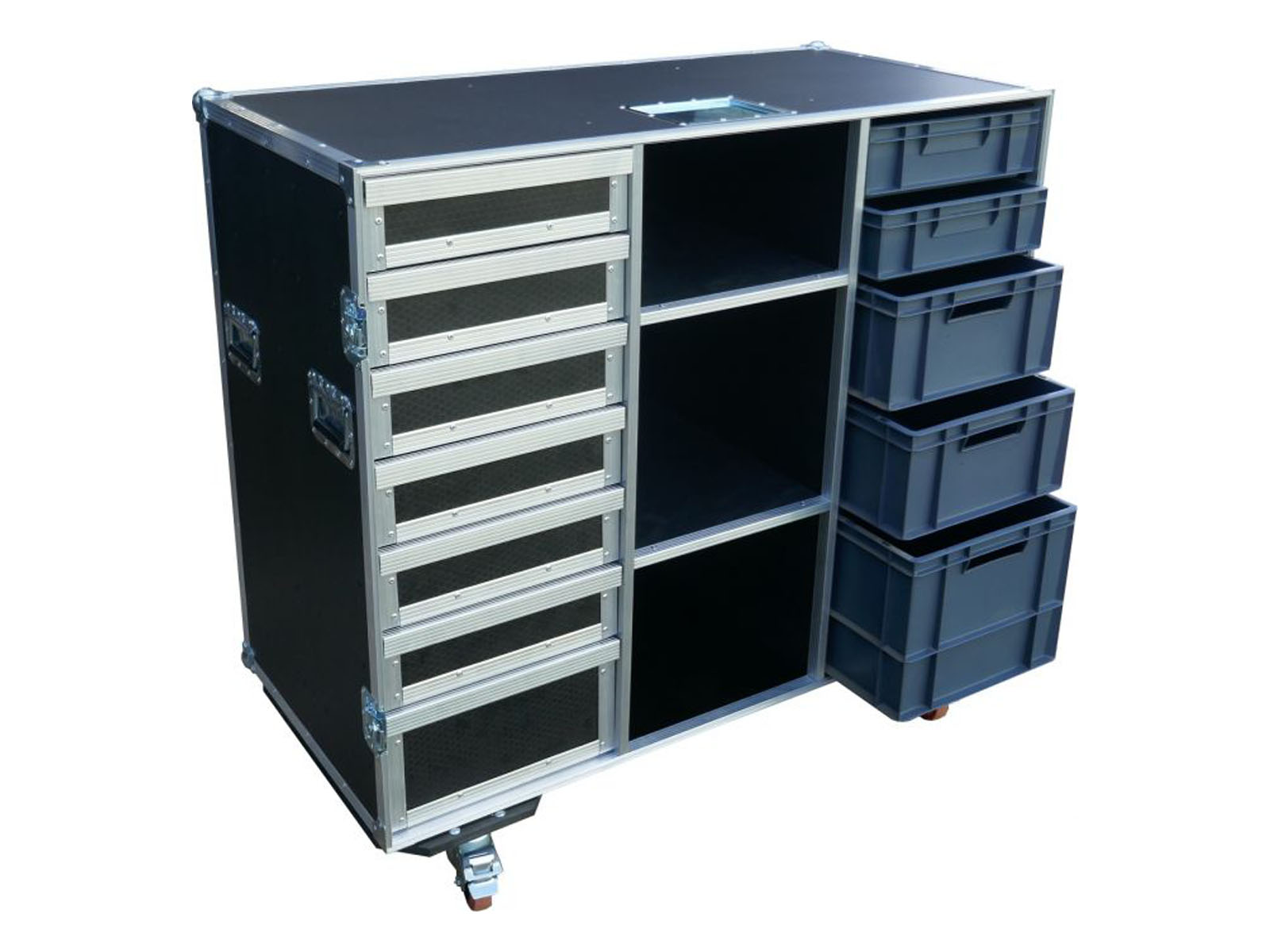 7 Drawer with 5 Euroboxes & Storage Motor Sports/Tool Flightcase