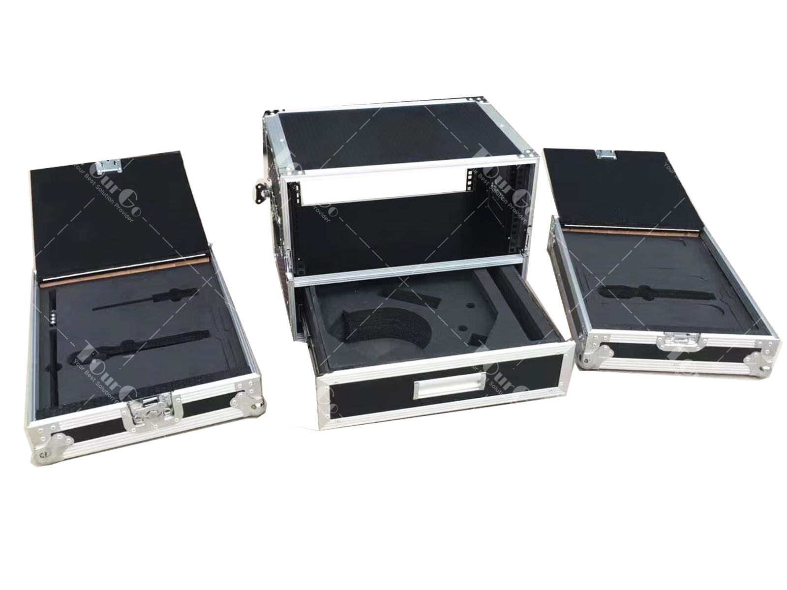 5U rack flight case with 3U microphone drawer case