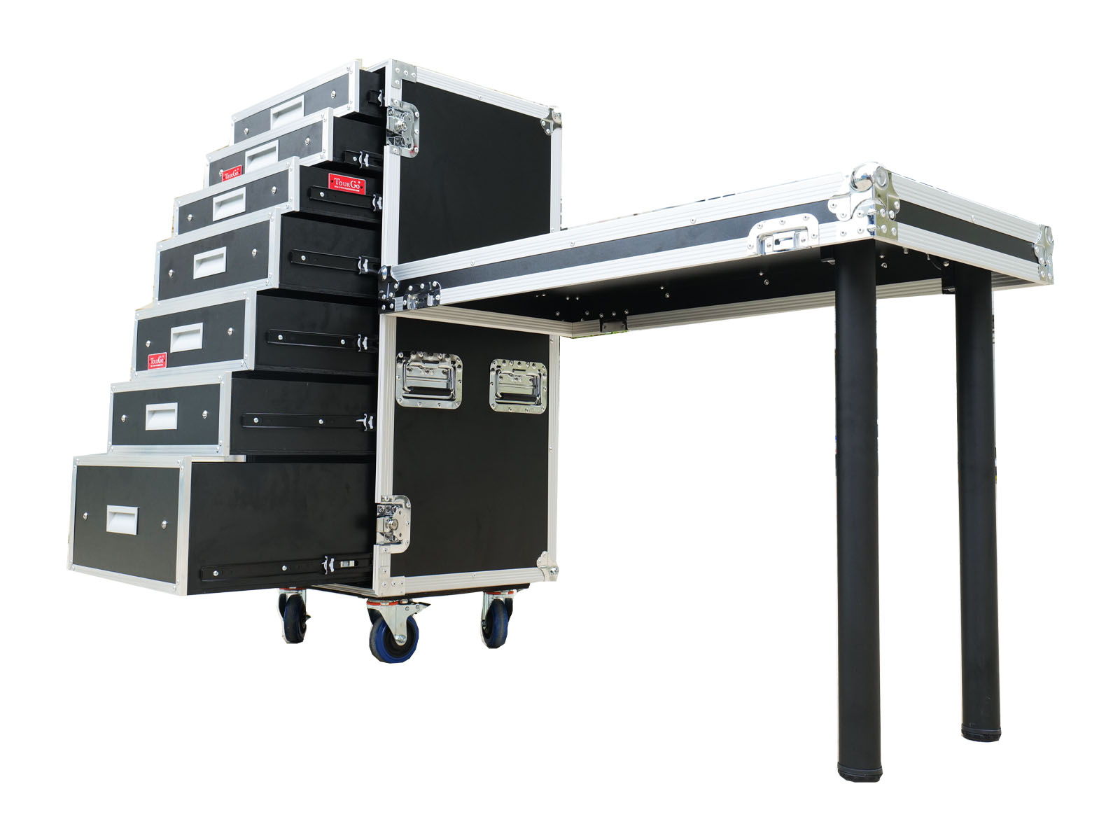7 Drawer Production Work Case Table/ 7-Drawer Utility Case/ Attachable Standing Lid Table