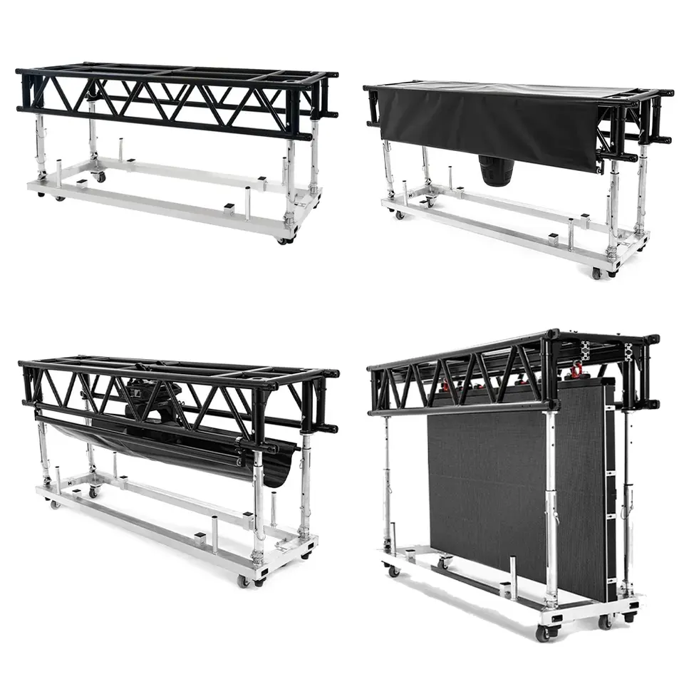 aluminum 5ft 8ft 10ft pre rigged truss with folding legs for concert touring LED Video moving head lights PRT pre rig truss