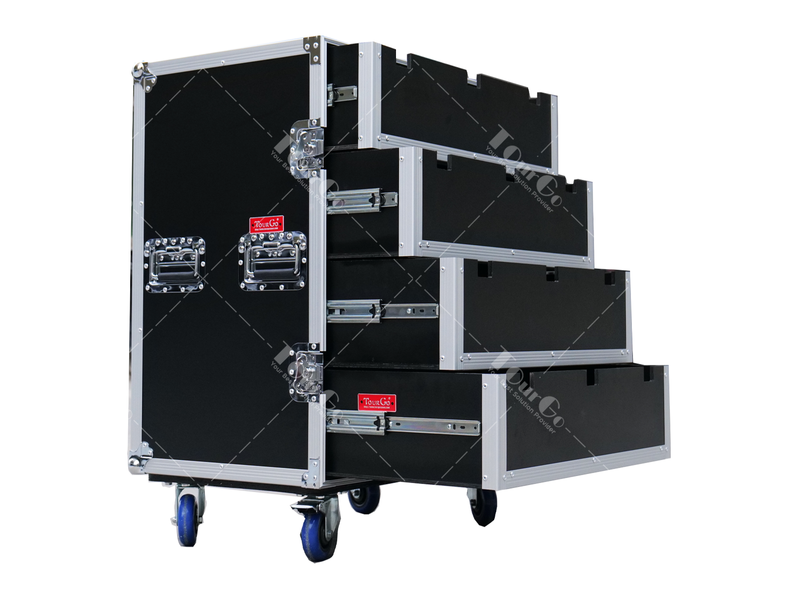 70x40x18 Four level drawer box flight case without handles