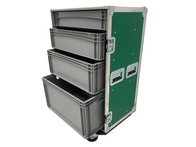4 Drawer Production Flight Case In Green