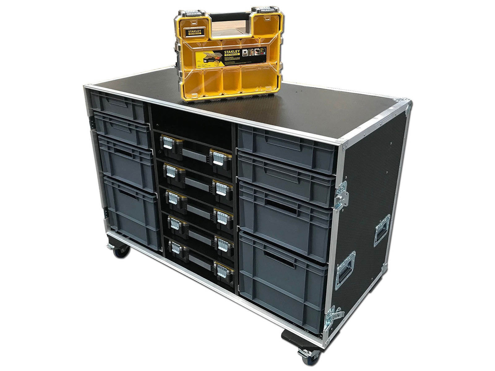 8 Drawer 6 Way Stanley Fatmax Production Tool Flight case