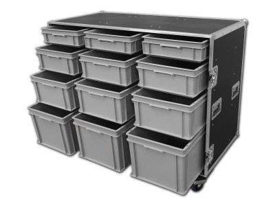 Custom Large Production Flight Case With 12 Trays