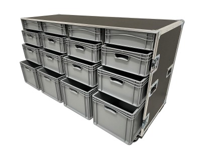 Custom Large Production Flight Case With 16 Trays