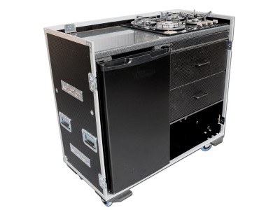 Custom Production Flight Case With Large Fridge + Gas Hob