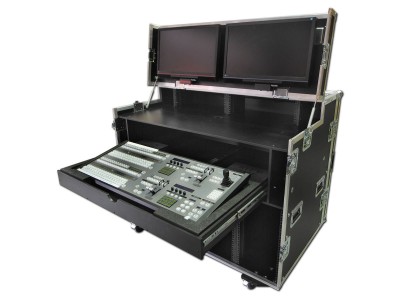 Twin 10u Production Workstation With Pull Out Drawer And TFT Mounting Facilities