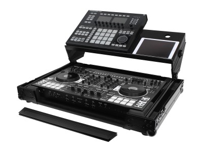 Black Roland DJ-808 Flight Case with Angle Glide Platform