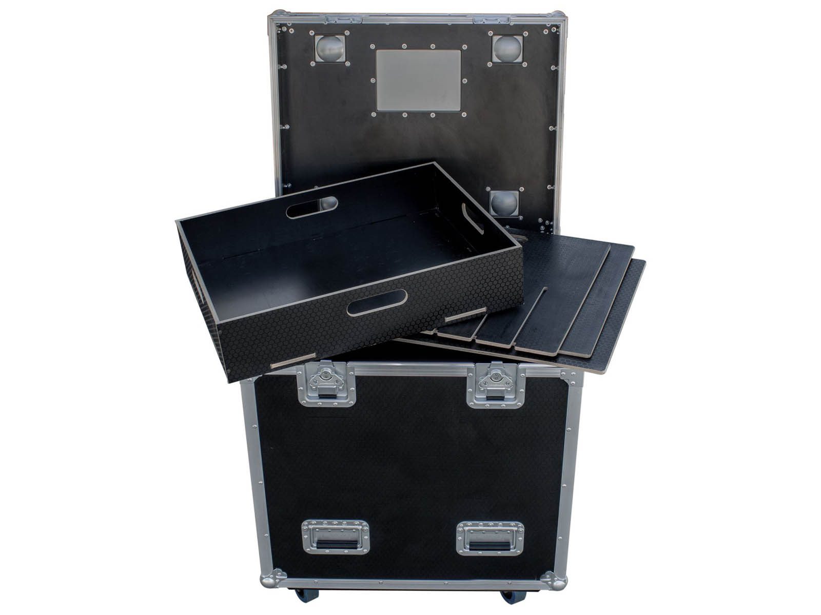 24″x30″x36″ Ext – Truck Pack Utility ATA Flight Case Truck Storage Road Case with Dividers Tray and 4″ in casters