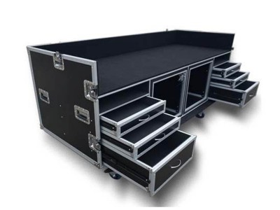 Multi-functional DJ table flight case with drawers and sockmoumted