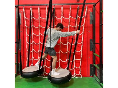 indoor trampoline park with ninja warrior inflatable fitness equipment Air Obstacles line swing ninja air spot