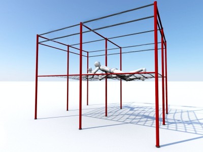 Ninja Climbing over net