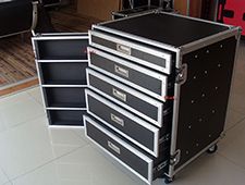 Storage 16U Rack Case With 5 Drawers 2X4U, 2X3U, And 1X2U High With Caster Board for Interpretation Equipment