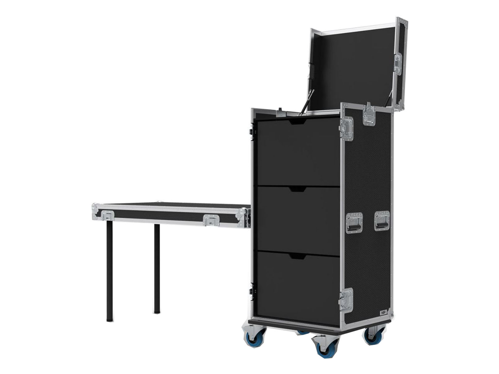 3 Drawer Tech Flight Case with Hinged Top Lid