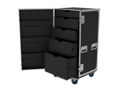5 Drawer Tech Flight Case with Hinged Lid