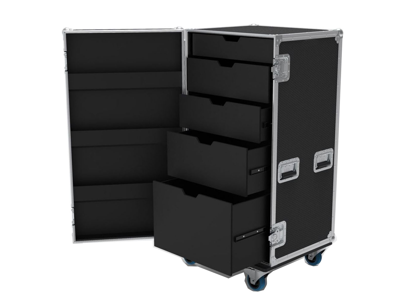 5 Drawer Tech Flight Case with Hinged Lid