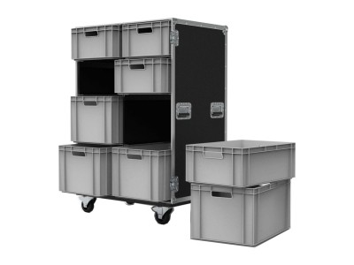 8 Drawer Double Width Euro Container Flight Case