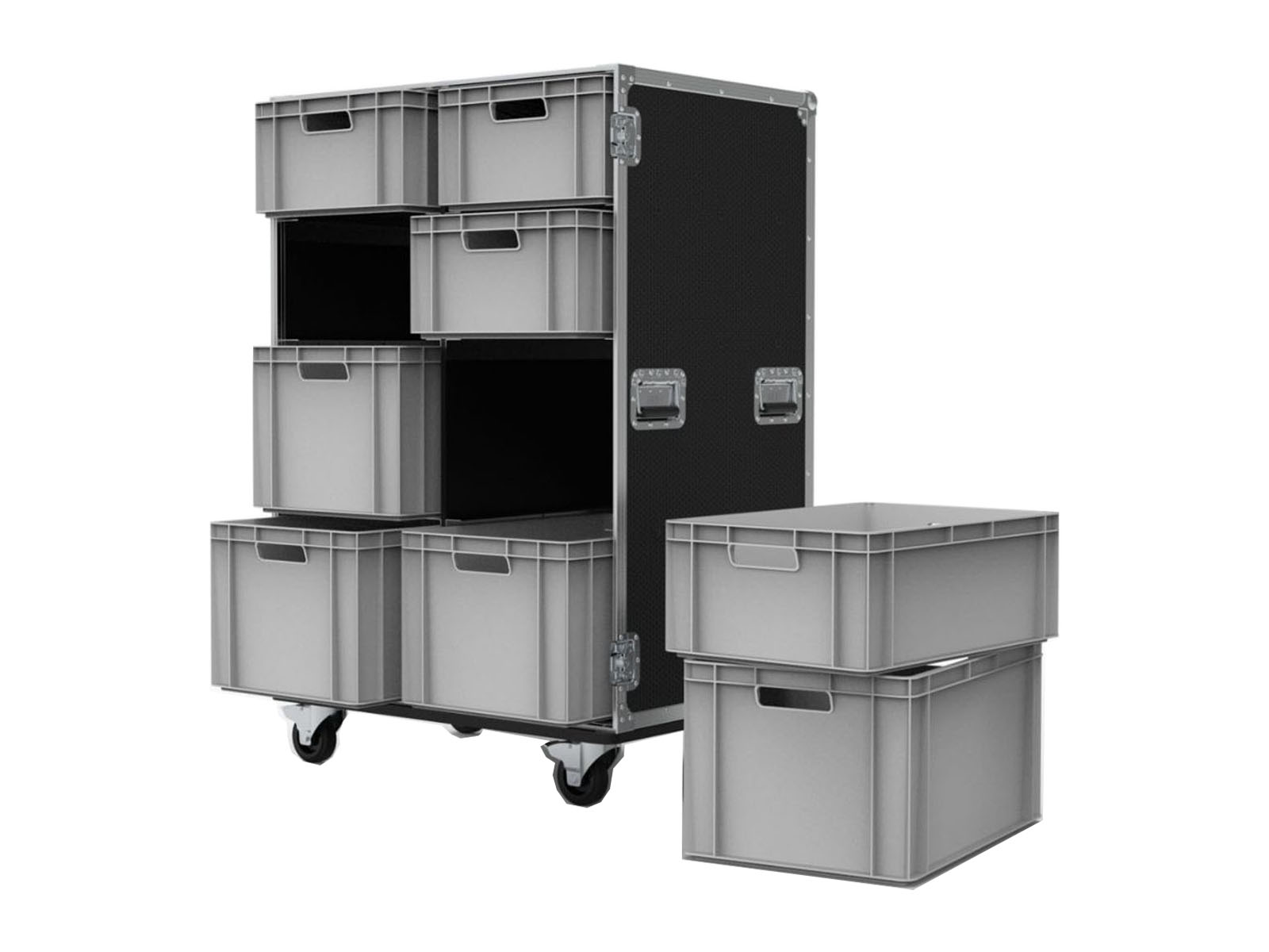 8 Drawer Double Width Euro Container Flight Case