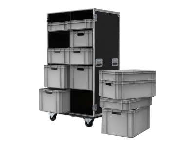 12 Drawer Double Width Euro Container Flight Case