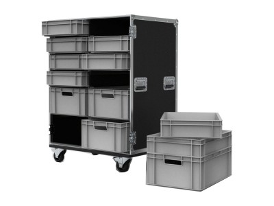 12 Drawer Double Width Euro Container Flight Case