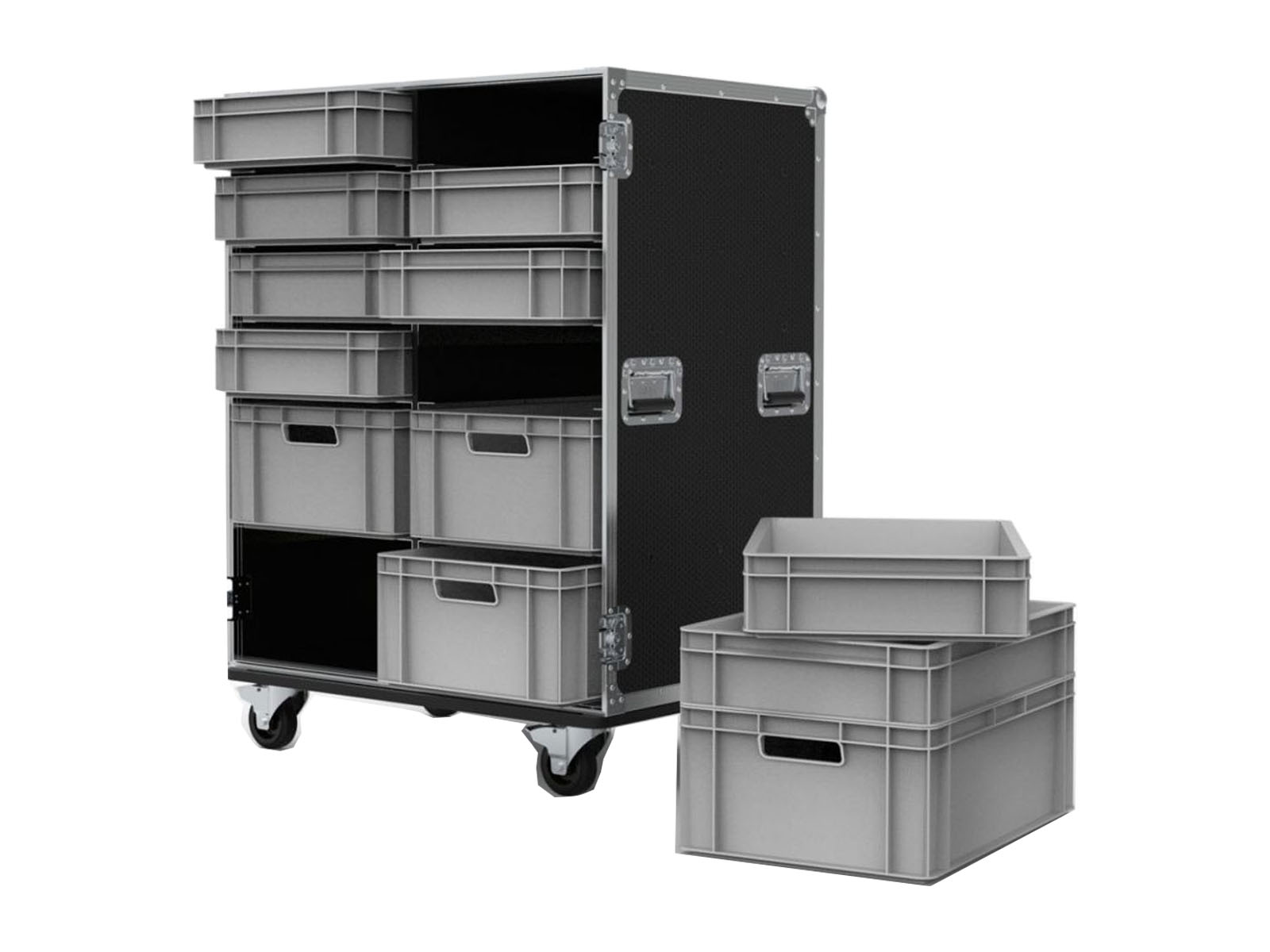 12 Drawer Double Width Euro Container Flight Case