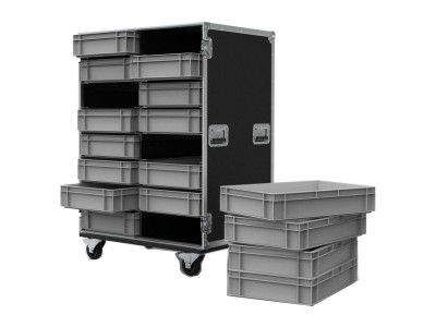 16 Drawer Double Width Euro Container Flight Case