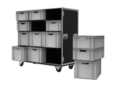 12 Drawer Triple Width Euro Container Flight Case