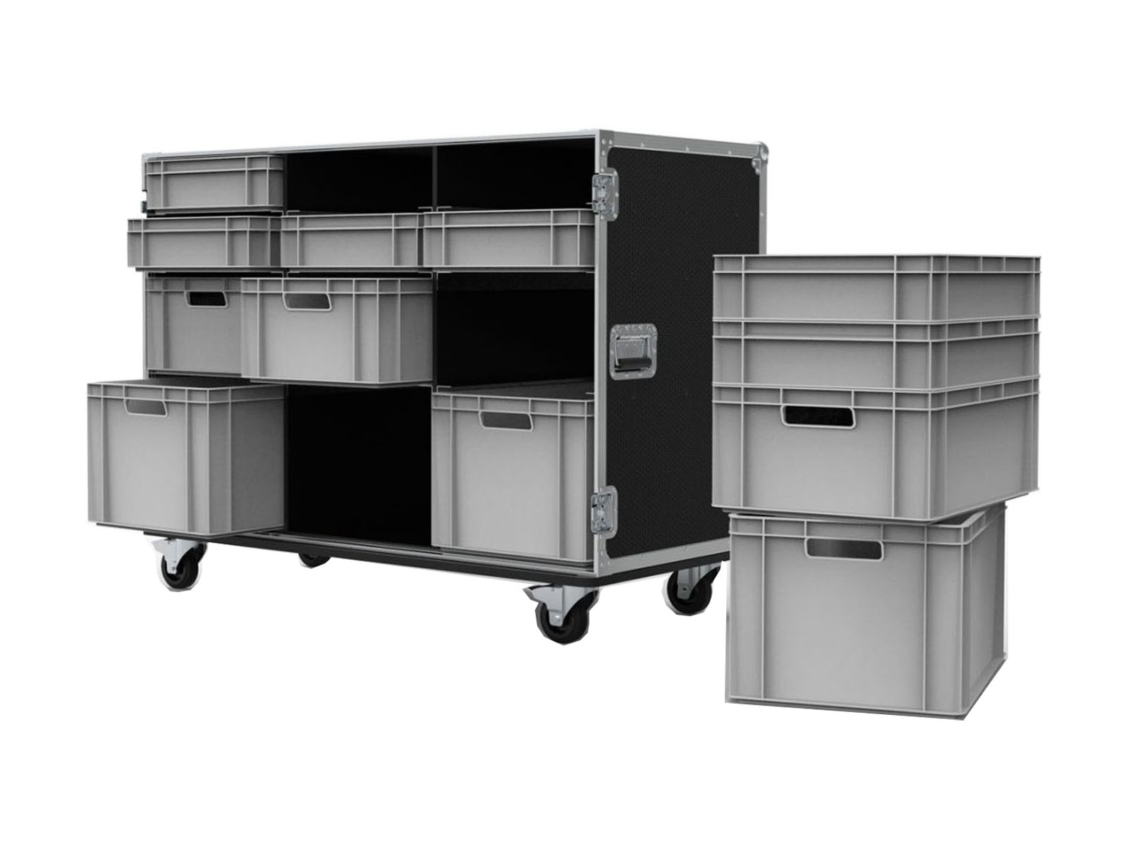 12 Drawer Triple Width Euro Container Flight Case