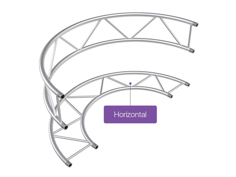 F42 Flat  0.75mR (1.5mØ) 180° – 7.5mR (15.0mØ) 30° Radial Truss – Horizontal (2 parts to a Circle)