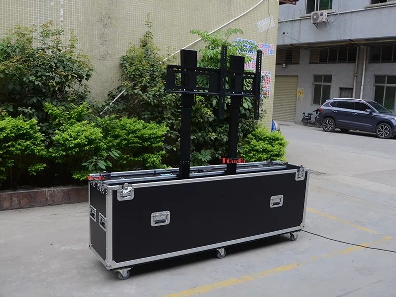 TourGo Customized Motorised/Electric TV Lift Flight Case for 85” Plasma/LCD/LED Screen