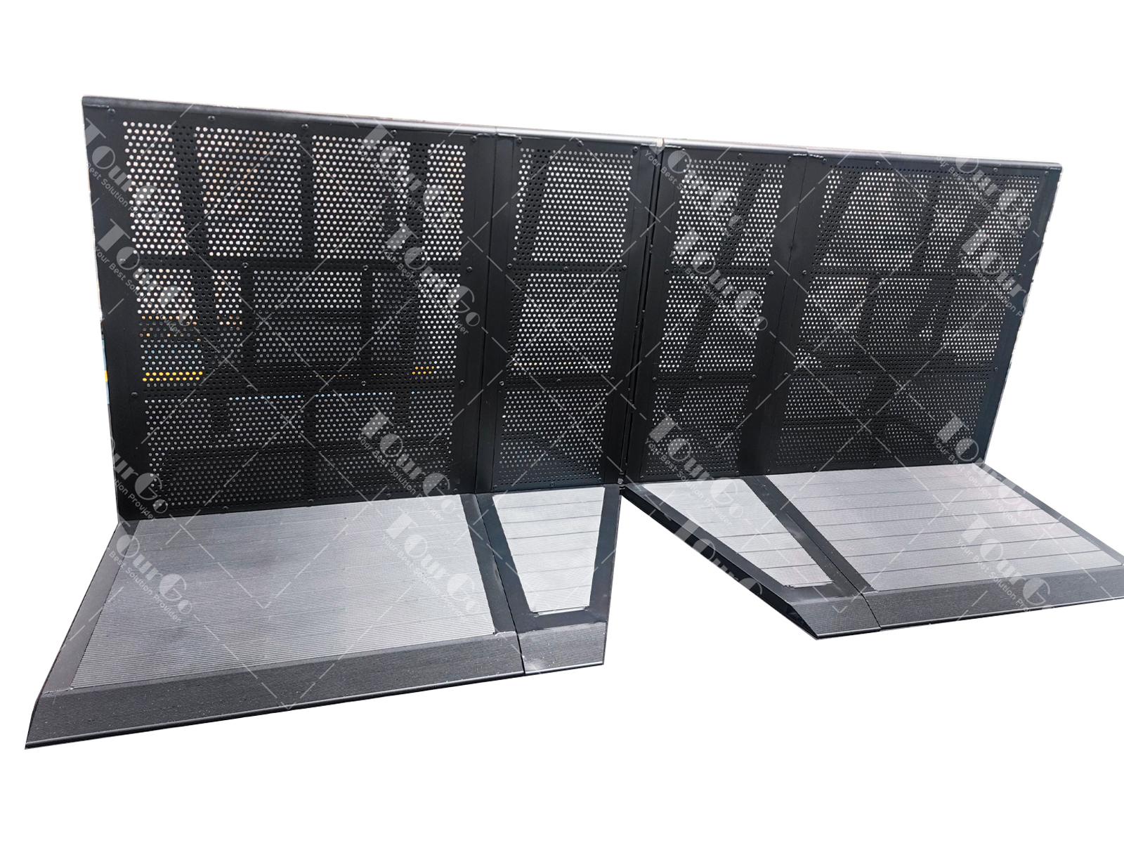 Black Crowd Control Barrier System Concert Stage Barriers for Elegant Crowd Control