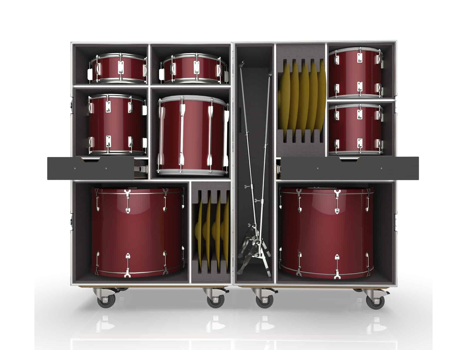 Customized Compartments Protect Instrument equipment Audio Tool Sticks Road Kit Drum Flight Cases with wheels