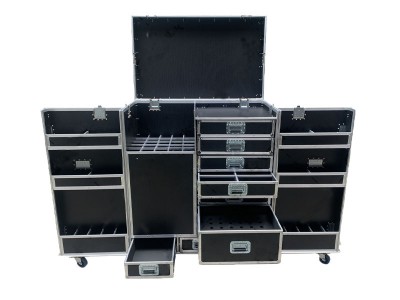 Custom mobile activities black wireless stand Multifunction Workstation Drawer Mic Stand flight Case