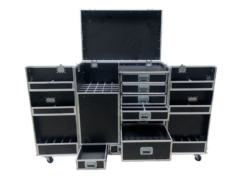 Custom mobile activities black wireless stand Multifunction Workstation Drawer Mic Stand flight Case