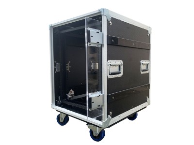 12RU Anti-Vibration Rack Shock Mounts Slam-Locking Acrylic Doors Slam Lid Rack Flight Case with wheels
