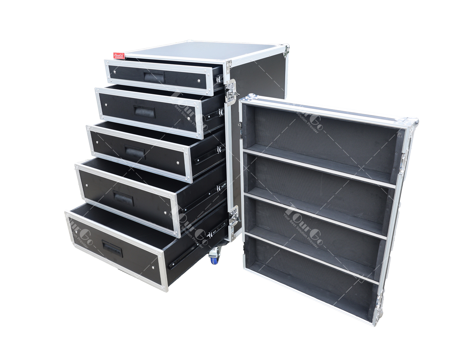 16U Rack Storage Case 5-Drawer Utility Equipment Storage Transport Road Case