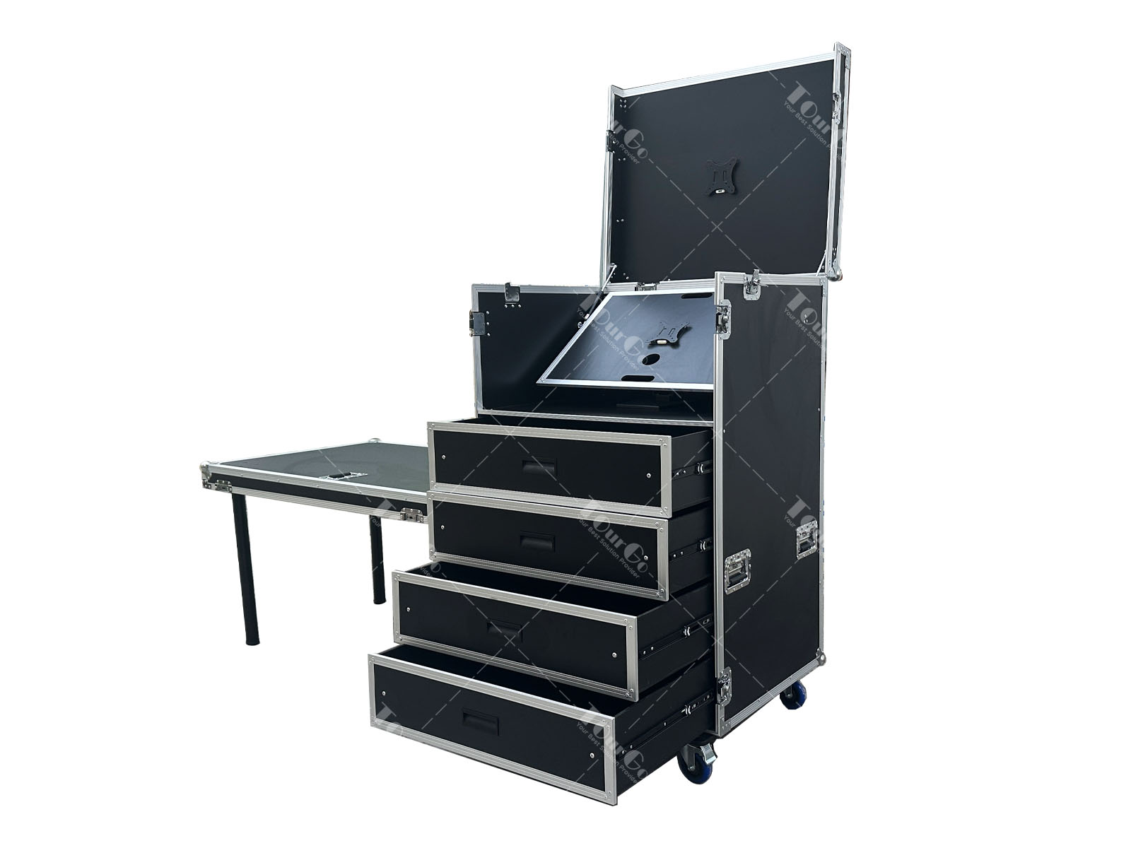 Custom video production flight case with 4 drawers