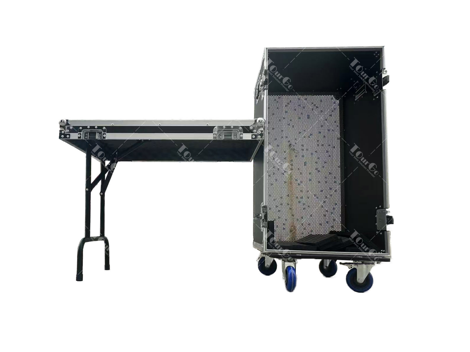 Mobile Bar Fridge Road Flight Case with Detachable Side Bench