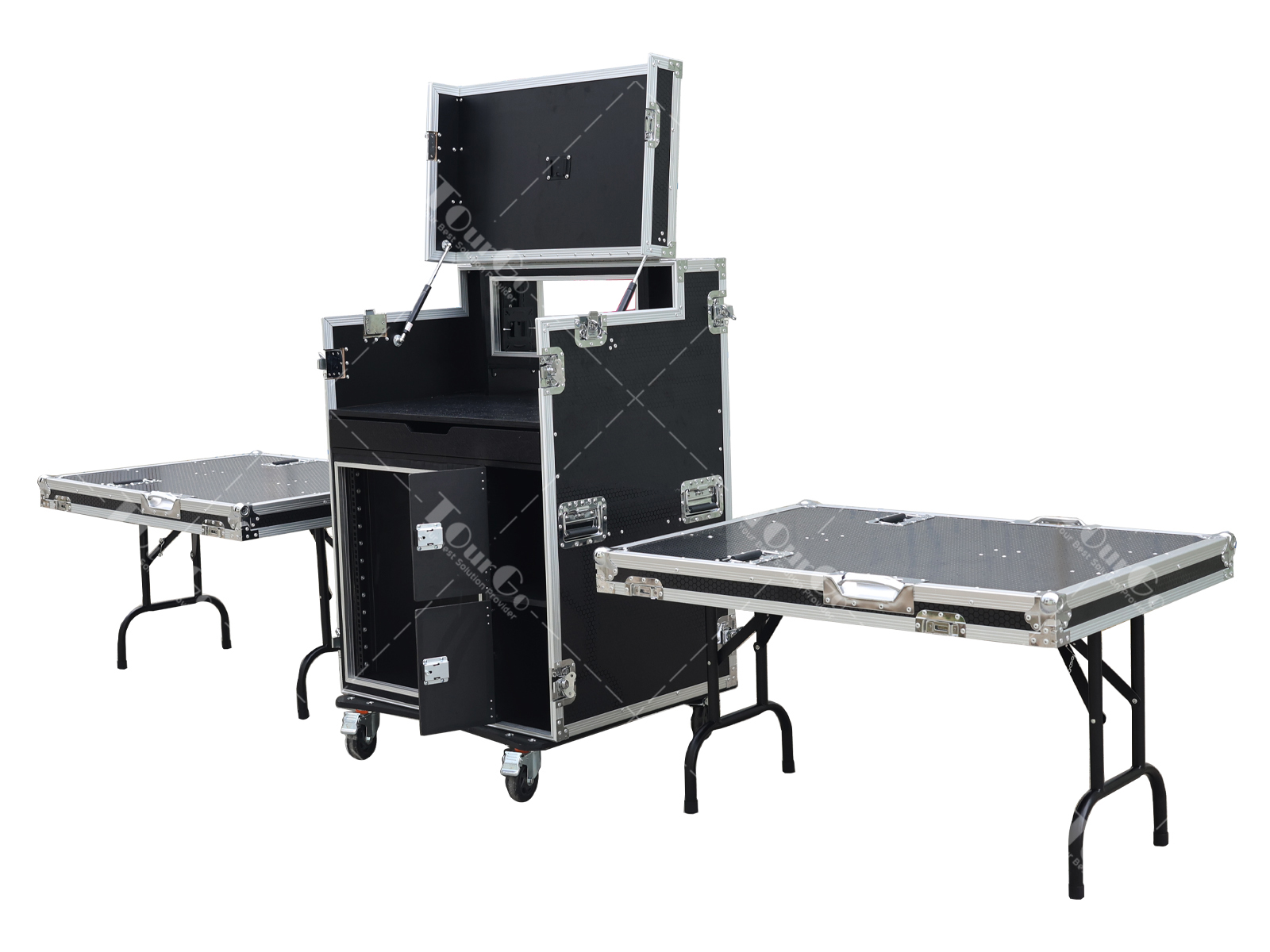 Mobile AV Broadcasting Streaming Recording Studio Workstation Case with Double Side Table