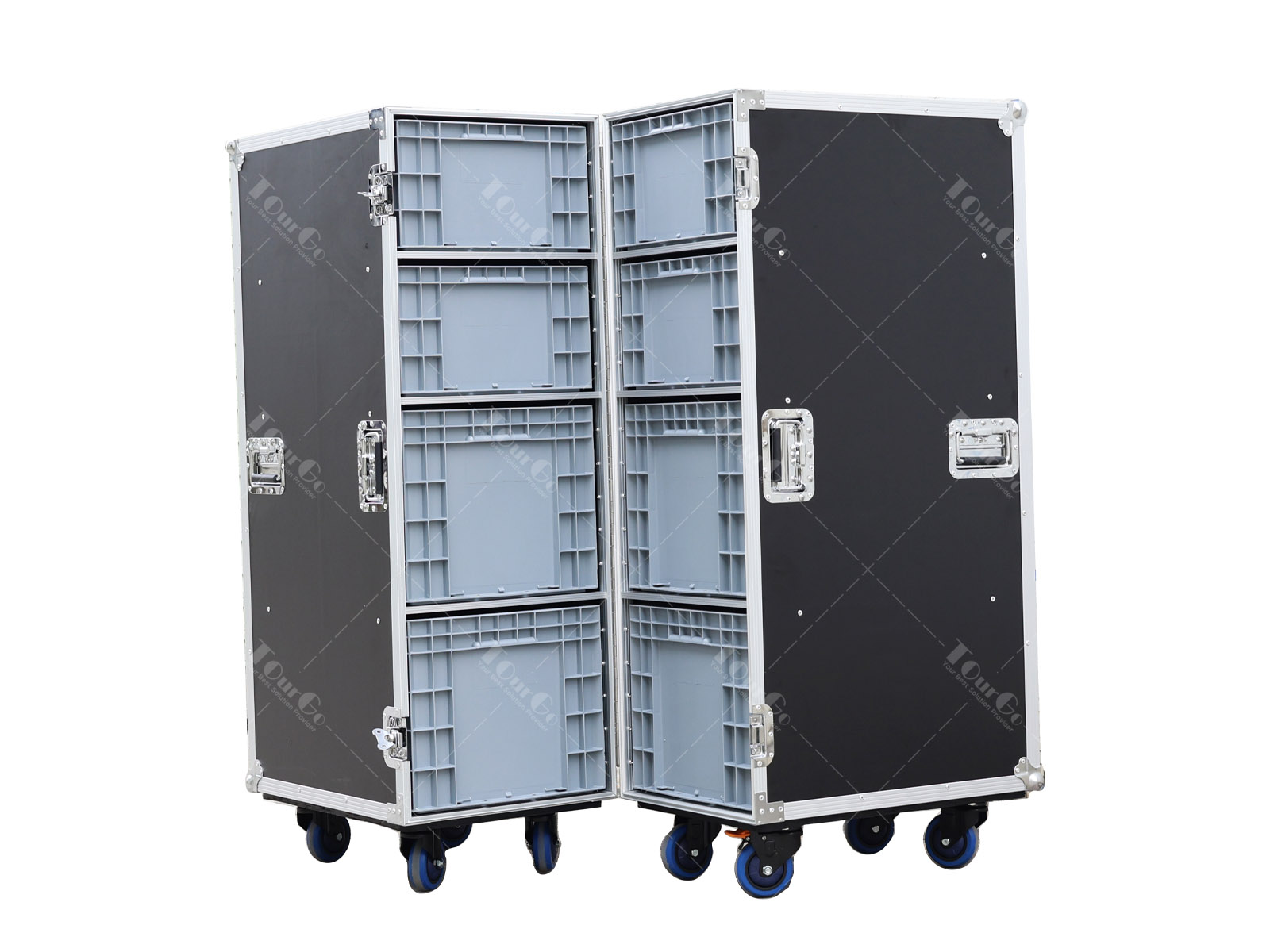 Custom size Double 4 Drawer Clamshell Work Box Tool Flight case