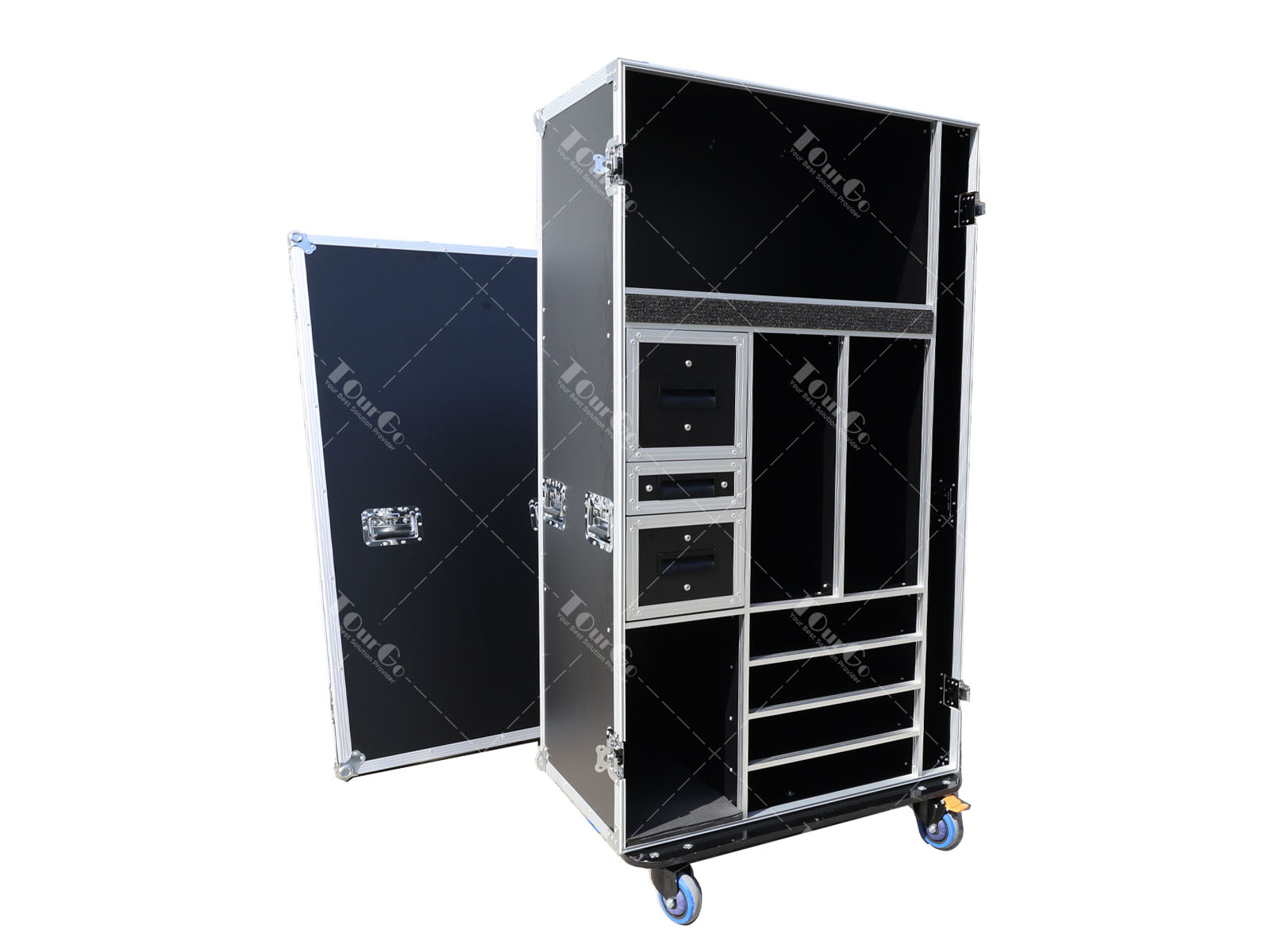 Customized storage box flight case mobile office equipment case wardrobe tour case